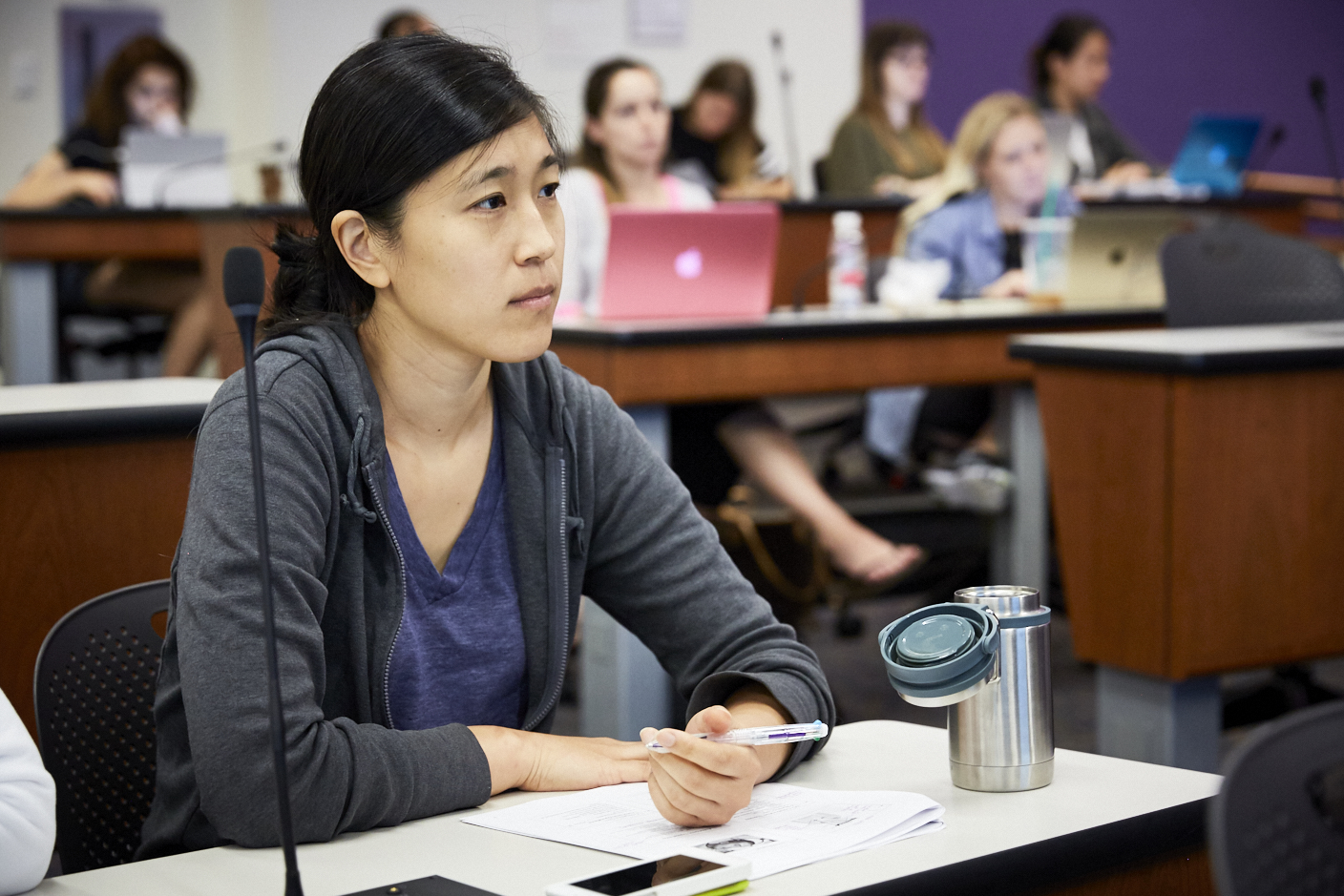 Student in class at NYU Meyers