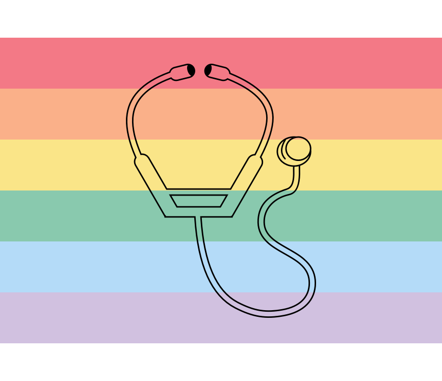 Stethoscope with rainbow background