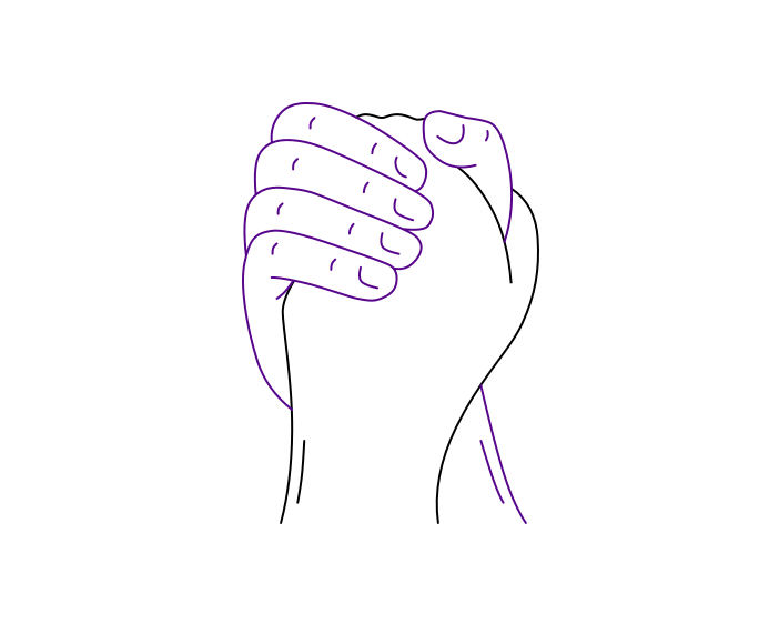 Graphic of Black hand holding purple hand