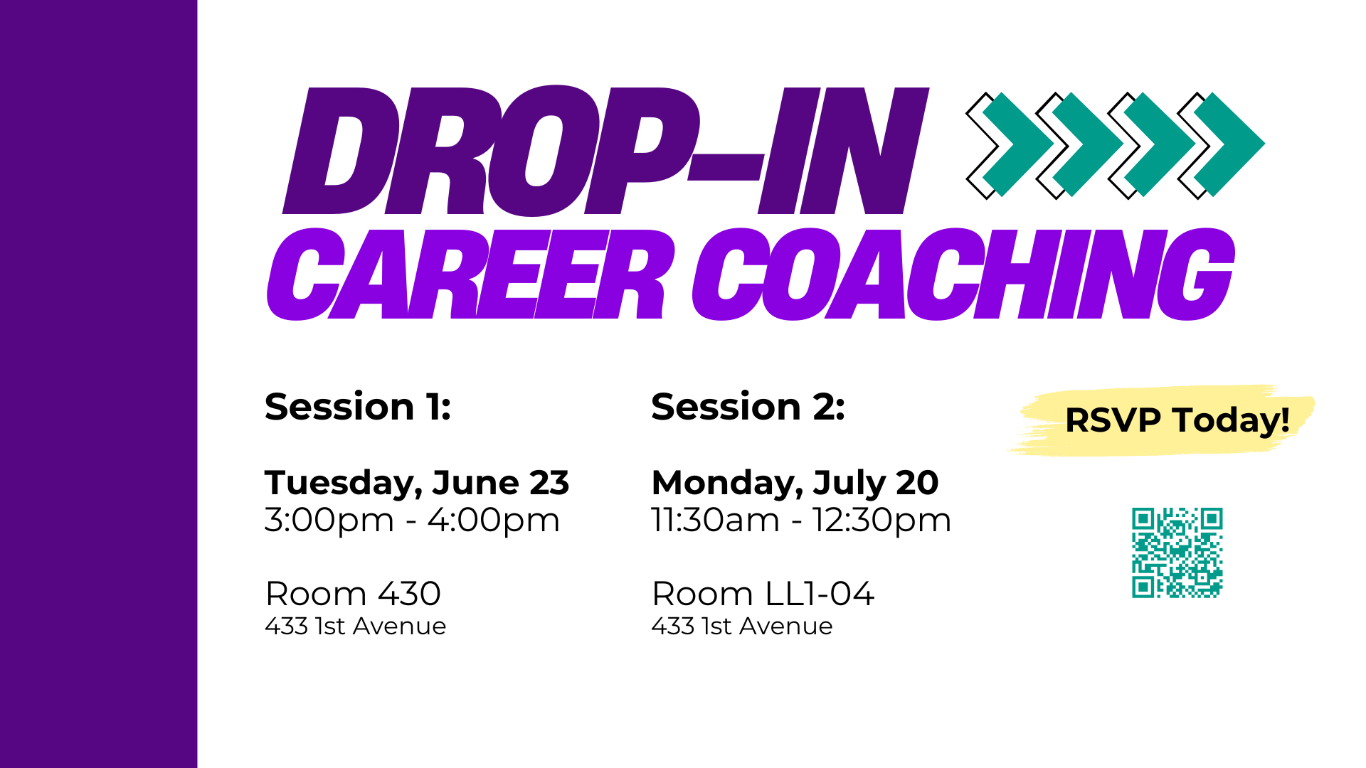 Drop-in career coaching infographic