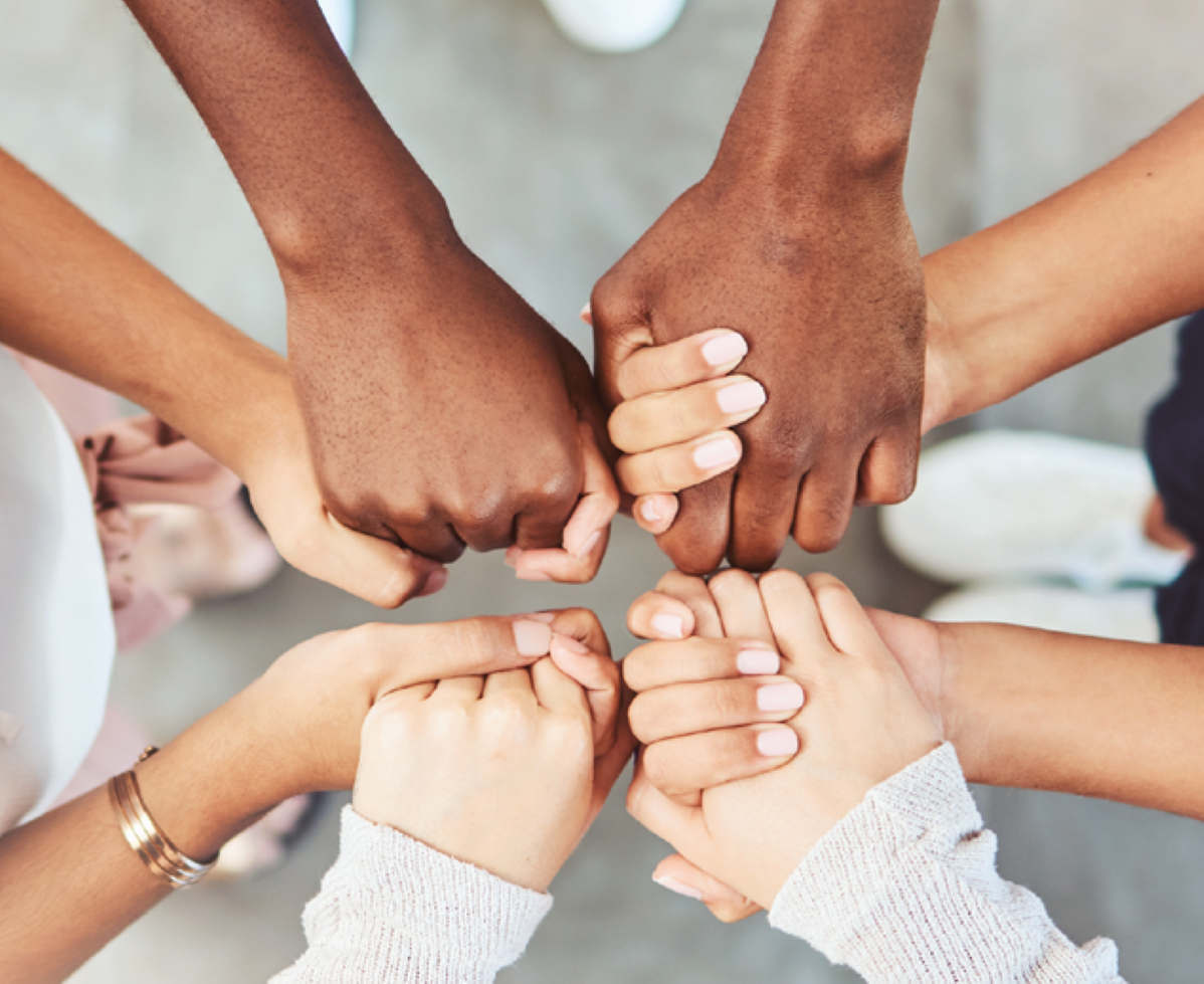 hands clapsed together forming a circle