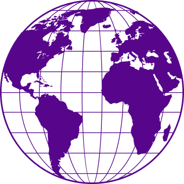 Purple graphic of a globe
