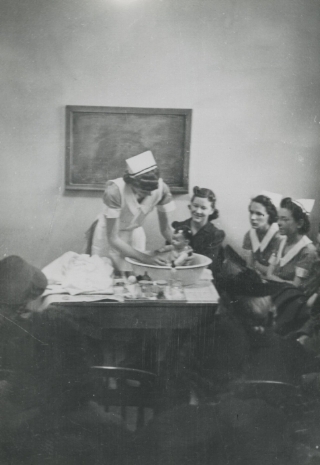 Nurse leading a classroom of students