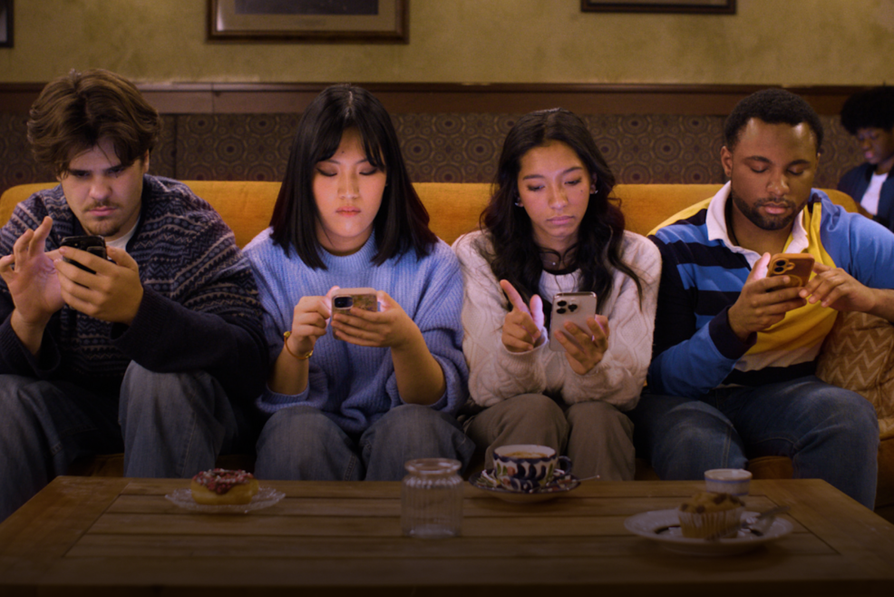 picture of students on their phones