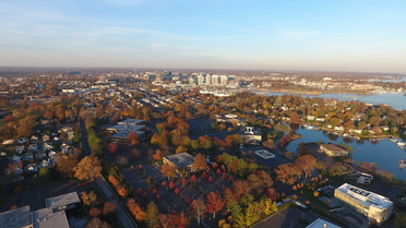 Stamford CT birds eye view landscape in Fall