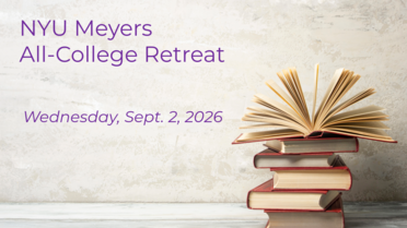 All-College Retreat graphic with stacked books