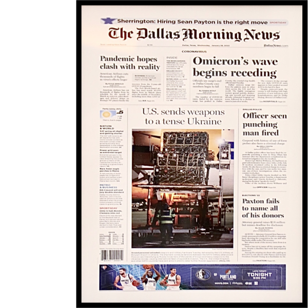 The Dallas Morning News front page, January 26, 2022