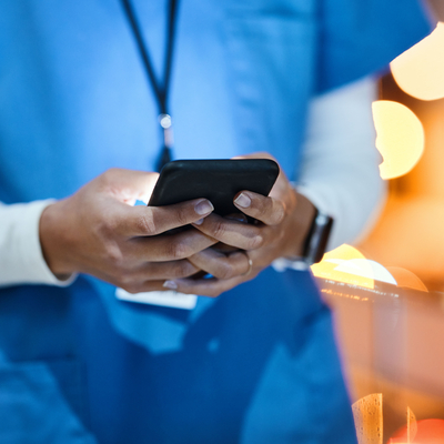 nurse hands texting