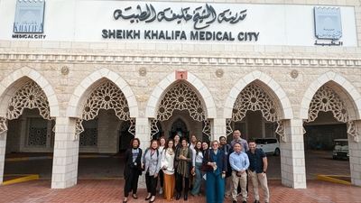 Student Group in front of Sheikh Khalifa Medical City 