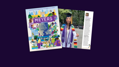 Celebrating the 10th Anniversary of the Naming of NYU Meyers | Special Edition 2026 • A Decade of Distinction, cover illustration and one innner page