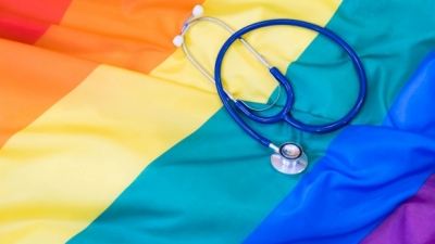 Pride flag and stethoscope 