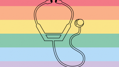 Stethoscope with rainbow background