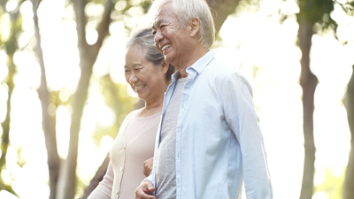 An elderly asian couple
