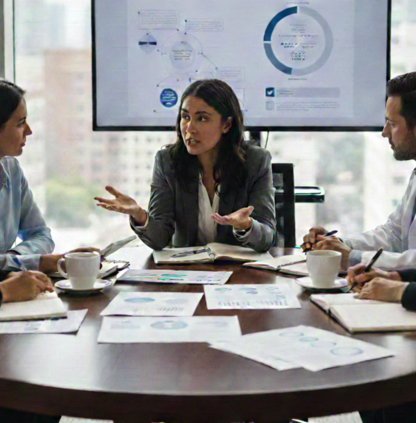 Researchers talking at round table